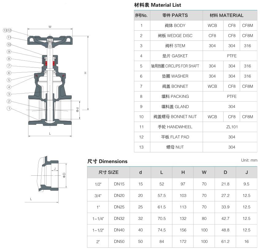 200WOG Stainless Steel NPT BSPT Thread Female Gate Valve - FVF INDUSTRY