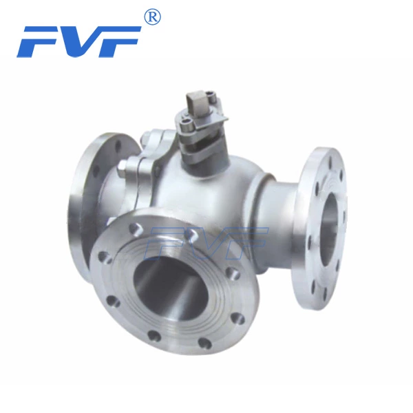 Stainless Steel L Type 3-Way Flanged Ball Valve