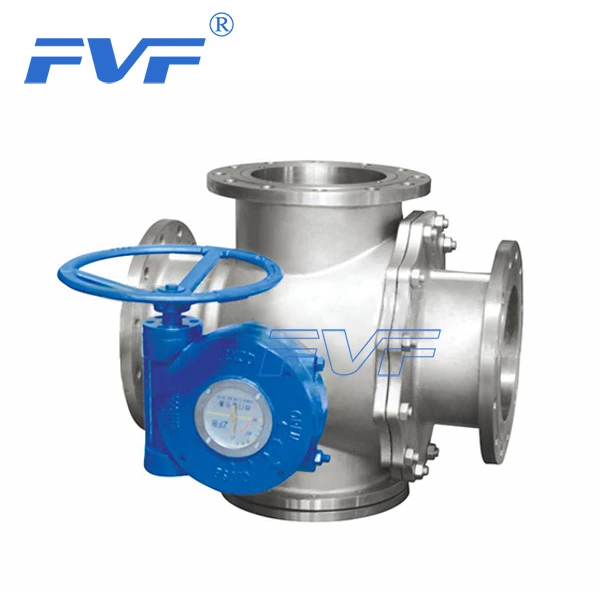Stainless Steel 3-Way Manual Ball Valve With Worm Gear