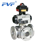 Stainless Steel Pneumatic 3-Way Flanged Ball Valve