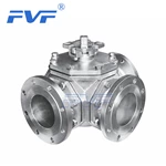 Stainless Steel Trunnion 3-Way Square Type Flange End Ball Valve