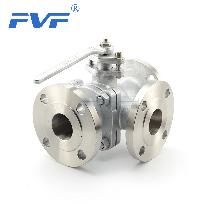 Stainless Steel 3-Way Ball Valve With Flange Ends