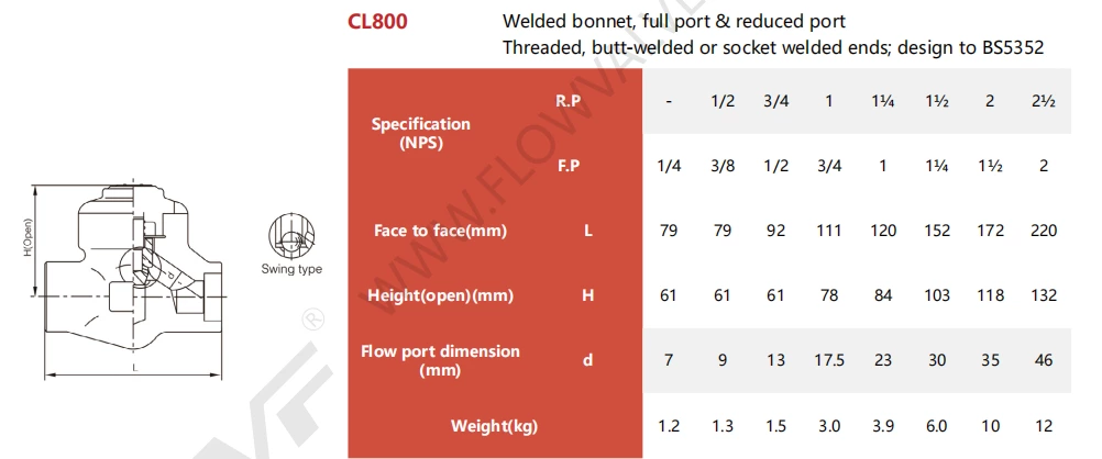 BS 5352 Forged Steel Welded Bonnet Socket Weld Check Valve Class 1500