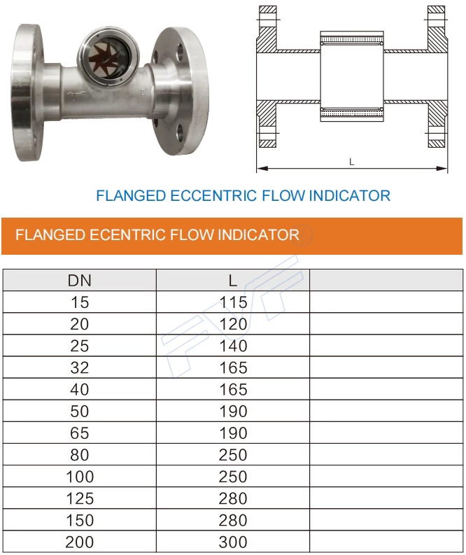 Flange End Sight Glass Flow Indicator With Impeller